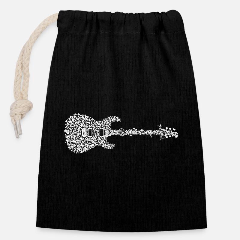 Guitare électrique Butterfly - Sac cadeau en coton avec cordon (14 x 20 cm) - noir