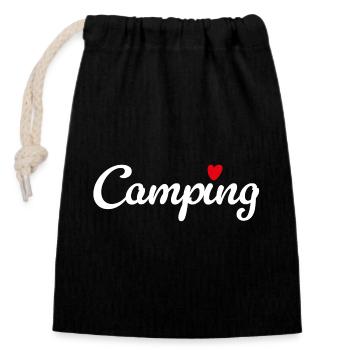 Camping Herz Camper Wohnwagen Van Life Fan Hobby - Verschließbarer Geschenkbeutel aus Baumwolle (14x20cm) - Schwarz - Vorne