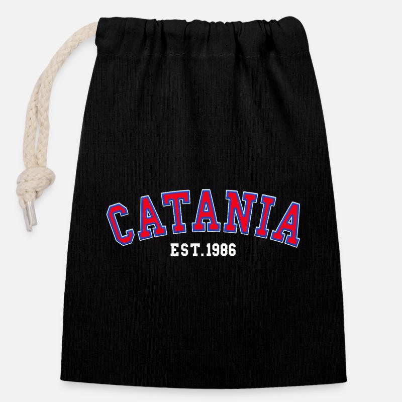 Catania Est. 1986 - Closable cotton gift bag (14x20cm) - black