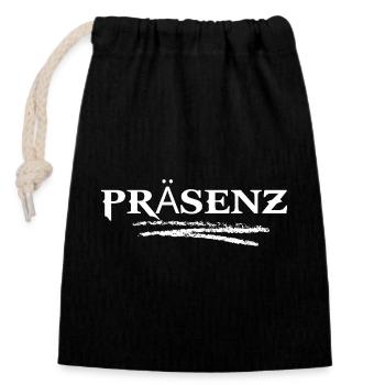 PRÉSENCE – Dans l’ici et maintenant - Sac cadeau en coton avec cordon (14 x 20 cm) - noir - Devant