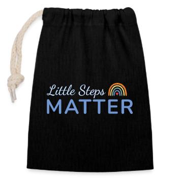 Little Steps Matter Regenbogen blau - Verschließbarer Geschenkbeutel aus Baumwolle (14x20cm) - Schwarz - Vorne