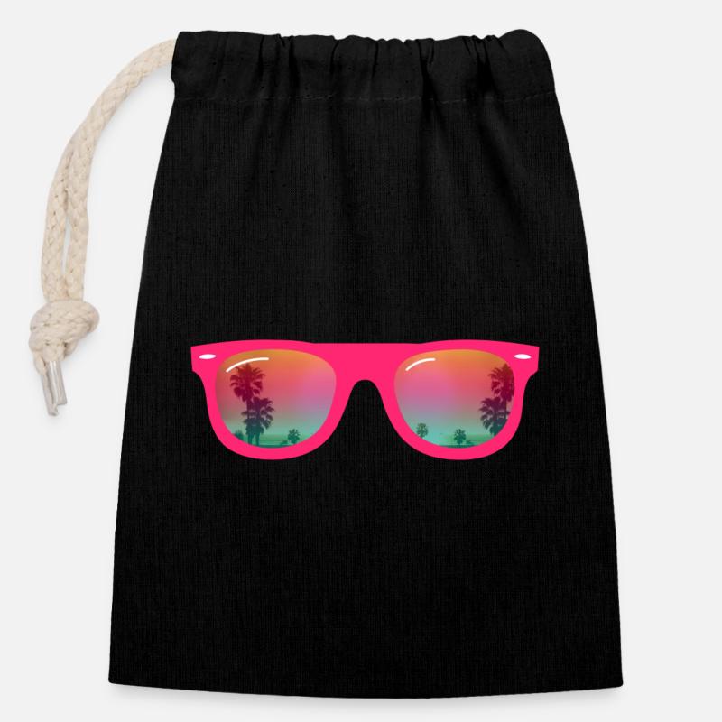 Lunettes de soleil - Lunettes de soleil - Sac cadeau en coton avec cordon (14 x 20 cm) - noir