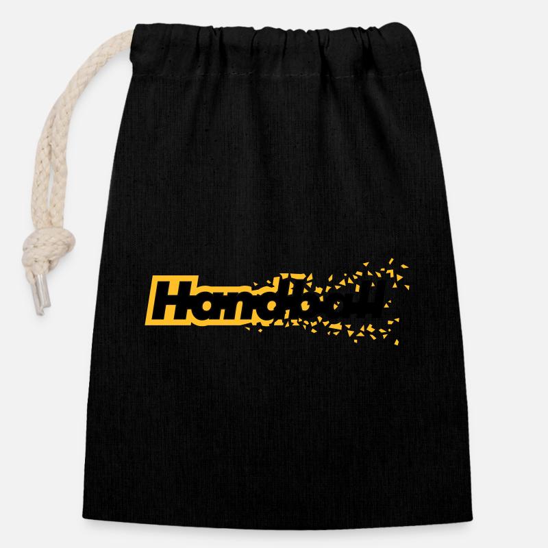 Handball - Sac cadeau en coton avec cordon (14 x 20 cm) - noir