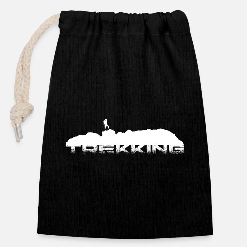 Trekking - Sac cadeau en coton avec cordon (14 x 20 cm) - noir