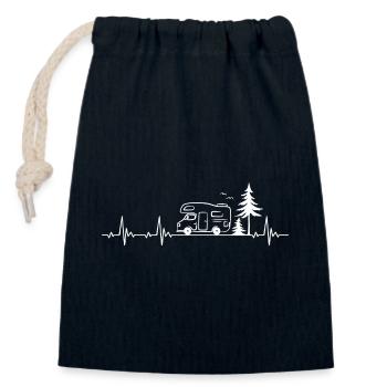 Caravane camping forêt battement de coeur - Sac cadeau en coton avec cordon (14 x 20 cm) - bleu marine - Devant