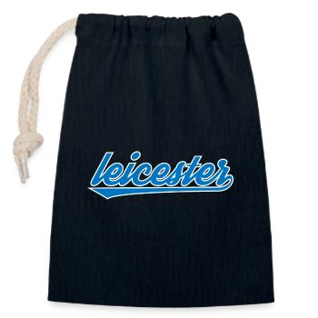Leicester Blue Script Design - Closable cotton gift bag (14x20cm) - navy - Front
