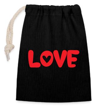 Love Heart - Closable cotton gift bag (14x20cm) - black - Front