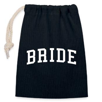 Bride Matching Engagement Bridal Shower Wedding - Closable cotton gift bag (14x20cm) - navy - Front