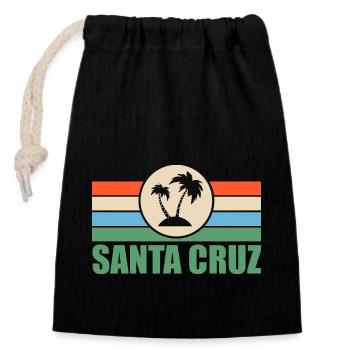 California Surfing Santa Cruz - Closable cotton gift bag (14x20cm) - black - Front