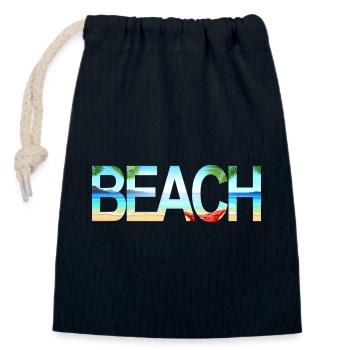 Beach - Closable cotton gift bag (14x20cm) - navy - Front