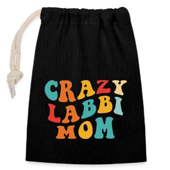 Crazy Labbi Mom - Geschenk für Frauchen - Verschließbarer Geschenkbeutel aus Baumwolle (14x20cm) - Schwarz - Vorne