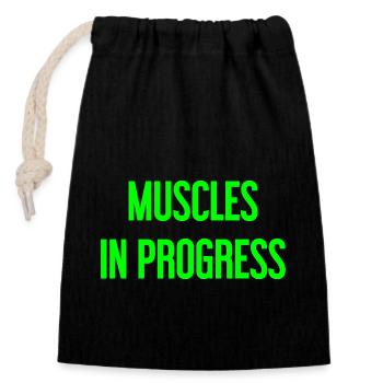 Muscles in Progress - Closable cotton gift bag (14x20cm) - black - Front