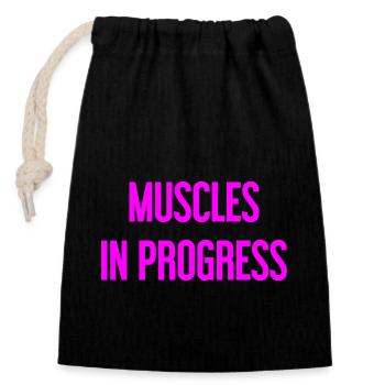 Muscles in Progress - Closable cotton gift bag (14x20cm) - black - Front