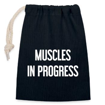 Muscles in Progress - Closable cotton gift bag (14x20cm) - navy - Front
