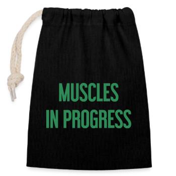 Muscles in Progress - Closable cotton gift bag (14x20cm) - black - Front