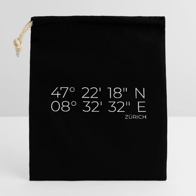 Coordonnées Zurich Sac cadeau en coton avec cordon (14 x 20 cm)