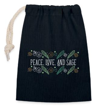 Peace Love And Sage Smudge Sticks Healing Burning - Verschließbarer Geschenkbeutel aus Baumwolle (14x20cm) - Navy - Vorne