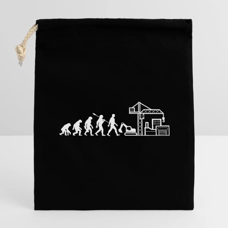 Evolution - Chantier de construction - Ouvrier de la construction Sac cadeau en coton avec cordon (14 x 20 cm)