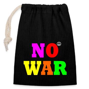 No war - Closable cotton gift bag (14x20cm) - black - Front