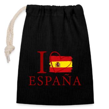 Spanische Flagge Spanien Reise Souvenir - Verschließbarer Geschenkbeutel aus Baumwolle (14x20cm) - Schwarz - Vorne