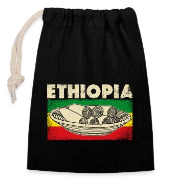 Fladenbrot Injera Teffmehl Äthiopien Afrika - Verschließbarer Geschenkbeutel aus Baumwolle (14x20cm) - Schwarz - Vorne