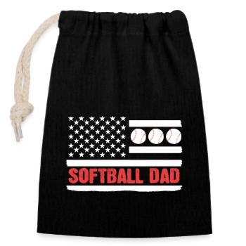 Softball Softball-Spieler Vater Vatertag Papa - Verschließbarer Geschenkbeutel aus Baumwolle (14x20cm) - Schwarz - Vorne