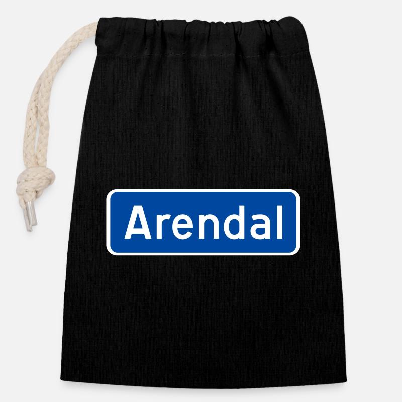 Arendal - Sac cadeau en coton avec cordon (14 x 20 cm) - noir