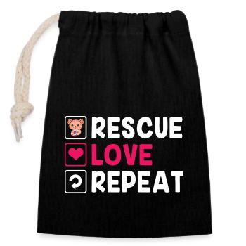 Cat Rescue Animal Rights Animal Rescue Animal Shelter - Closable cotton gift bag (14x20cm) - black - Front