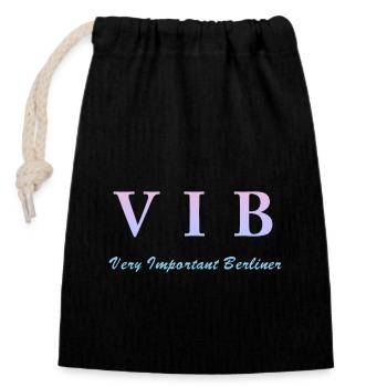 VIB very important berliner - Verschließbarer Geschenkbeutel aus Baumwolle (14x20cm) - Schwarz - Vorne