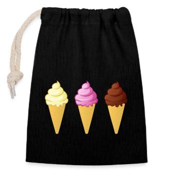 Eis Waffel Kostüme Eiscreme Eiskugel Waffeleis - Verschließbarer Geschenkbeutel aus Baumwolle (14x20cm) - Schwarz - Vorne