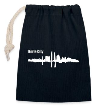 Ville de Messer - Sac cadeau en coton avec cordon (14 x 20 cm) - bleu marine - Devant