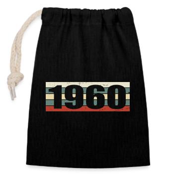 1960 Jahrgang 1960 Geschenk 1960 Geburtstag 1960 - Verschließbarer Geschenkbeutel aus Baumwolle (14x20cm) - Schwarz - Vorne