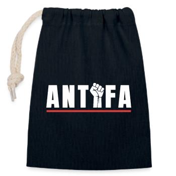 Protestation antifa, déclaration antifasciste - Sac cadeau en coton avec cordon (14 x 20 cm) - bleu marine - Devant