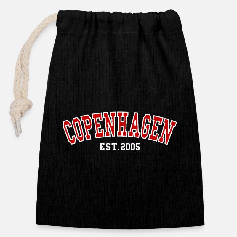 Copenhagen Est. 2005 - Closable cotton gift bag (14x20cm) - black