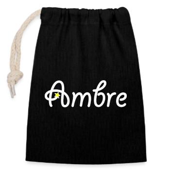 Ambre - Sac cadeau en coton avec cordon (14 x 20 cm) - noir - Devant