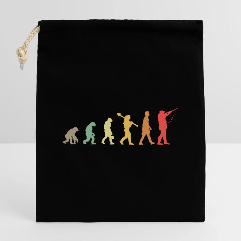 Évolution Chasse Chasseurs Sac cadeau en coton avec cordon (14 x 20 cm)