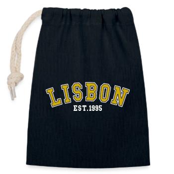 Lisbon Est. 1995 - Closable cotton gift bag (14x20cm) - navy - Front