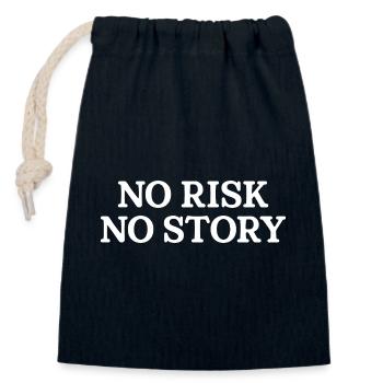 No Risk No Story - Closable cotton gift bag (14x20cm) - navy - Front