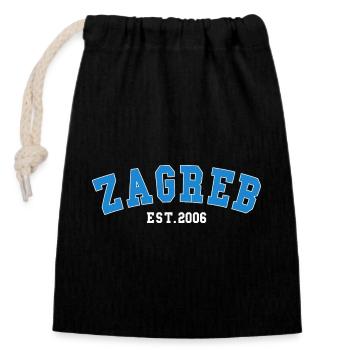 Zagreb gegründet 2006 - Verschließbarer Geschenkbeutel aus Baumwolle (14x20cm) - Schwarz - Vorne