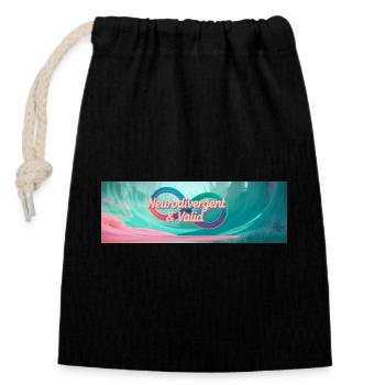 Neurodivergent & Valid - Closable cotton gift bag (14x20cm) - black - Front