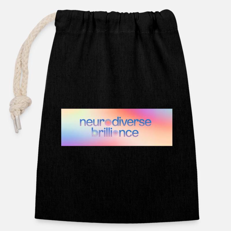 Neurodiverse Brilliance - Closable cotton gift bag (14x20cm) - black