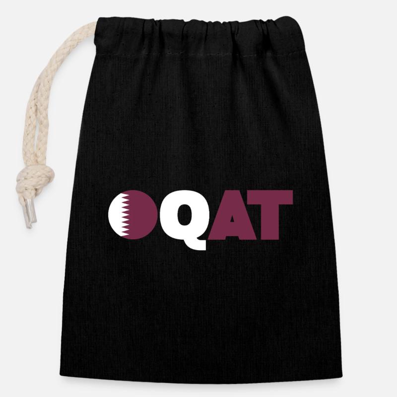 Qatar - Sac cadeau en coton avec cordon (14 x 20 cm) - noir