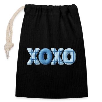 Look patchwork XOXO avec look tissu - Sac cadeau en coton avec cordon (14 x 20 cm) - noir - Devant