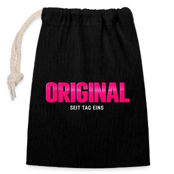 Original depuis le premier jour de Neon Pink - Sac cadeau en coton avec cordon (14 x 20 cm) - noir - Devant