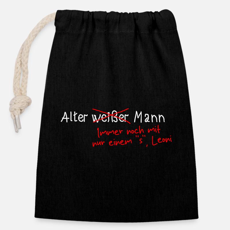 Alter weiser Mann - Verschließbarer Geschenkbeutel aus Baumwolle (14x20cm) - Schwarz