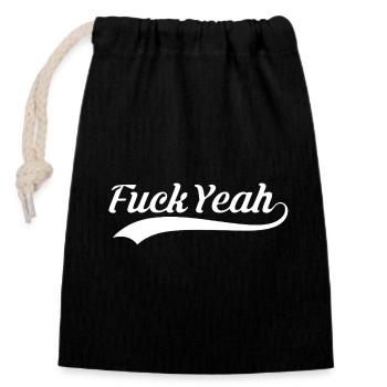 Fuck Yeah Vintage Script Logo - Closable cotton gift bag (14x20cm) - black - Front