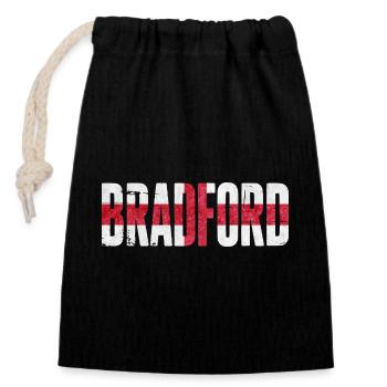 Bradford, Angleterre - Sac cadeau en coton avec cordon (14 x 20 cm) - noir - Devant