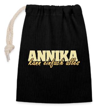 Spruch Annika - Verschließbarer Geschenkbeutel aus Baumwolle (14x20cm) - Schwarz - Vorne