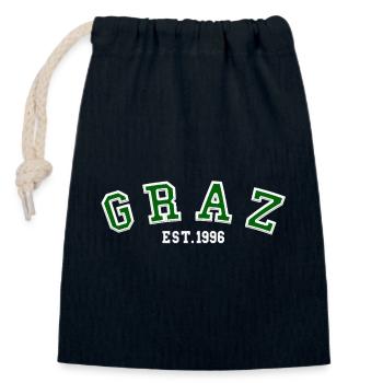 Graz Est. 1996 - Closable cotton gift bag (14x20cm) - navy - Front