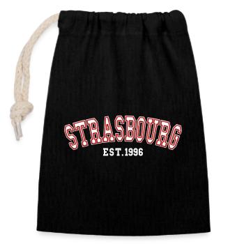 Strasbourg Est. 1996 - Closable cotton gift bag (14x20cm) - black - Front